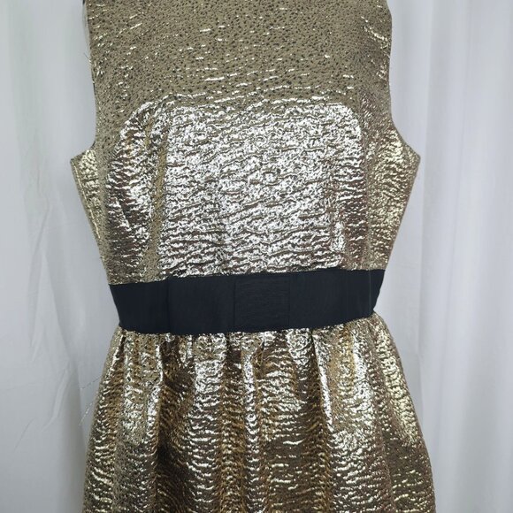 Brooks Bros Dress 16 X Large Short Metallic Gold Jacquard - Picture 4 of 10